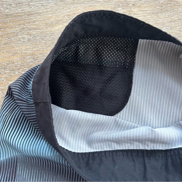 NIKE Mens Swimming Suit Shorts Size 34 Tie Front Black Blue Striped Geometric - Picture 4 of 7